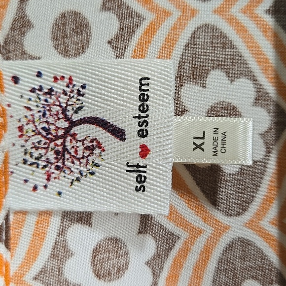 Self Esteem Retro Vintage Style Orange and Brown Blouse Size XL - Picture 3 of 6